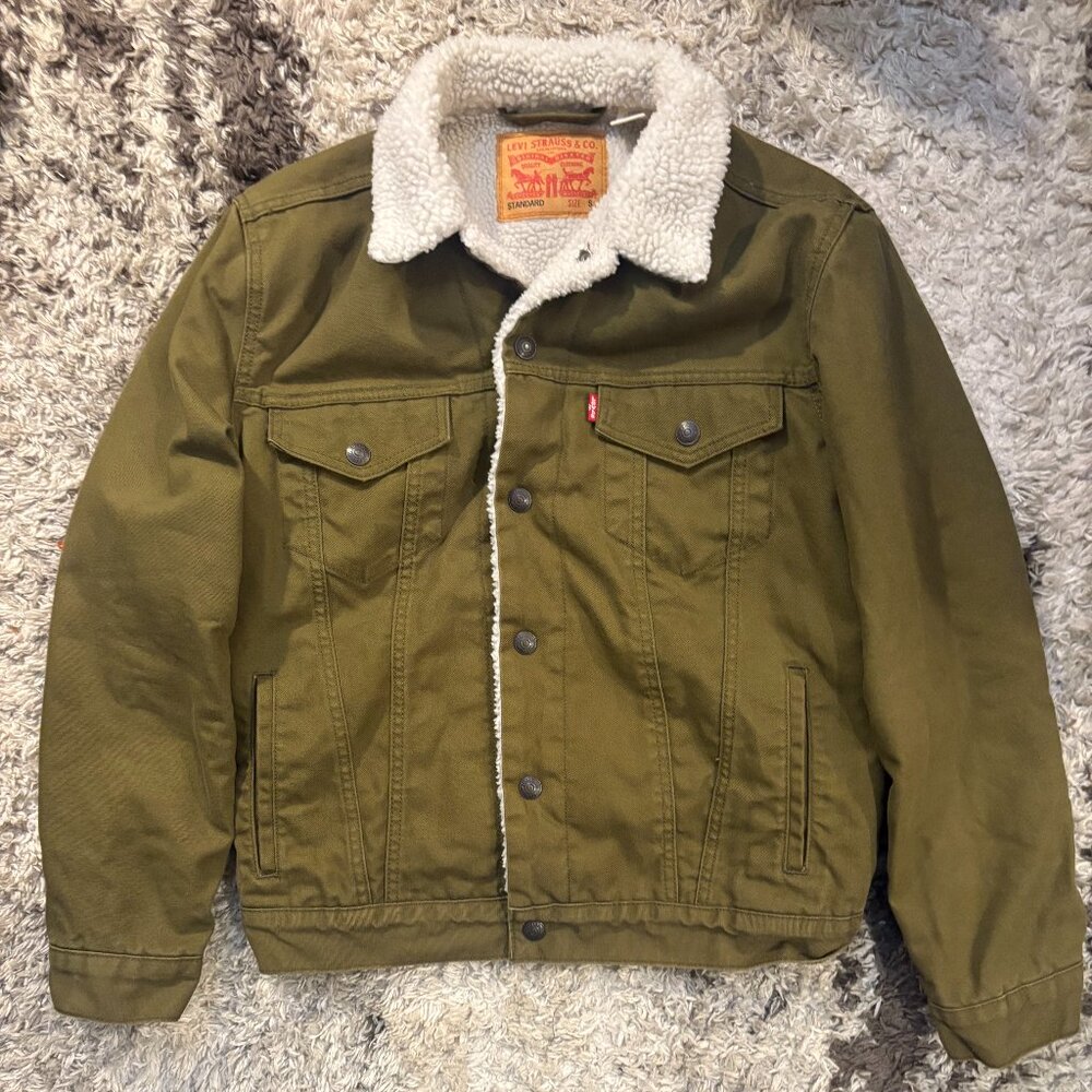 Levis Type 3 Green Trucker Sherpa Jacket